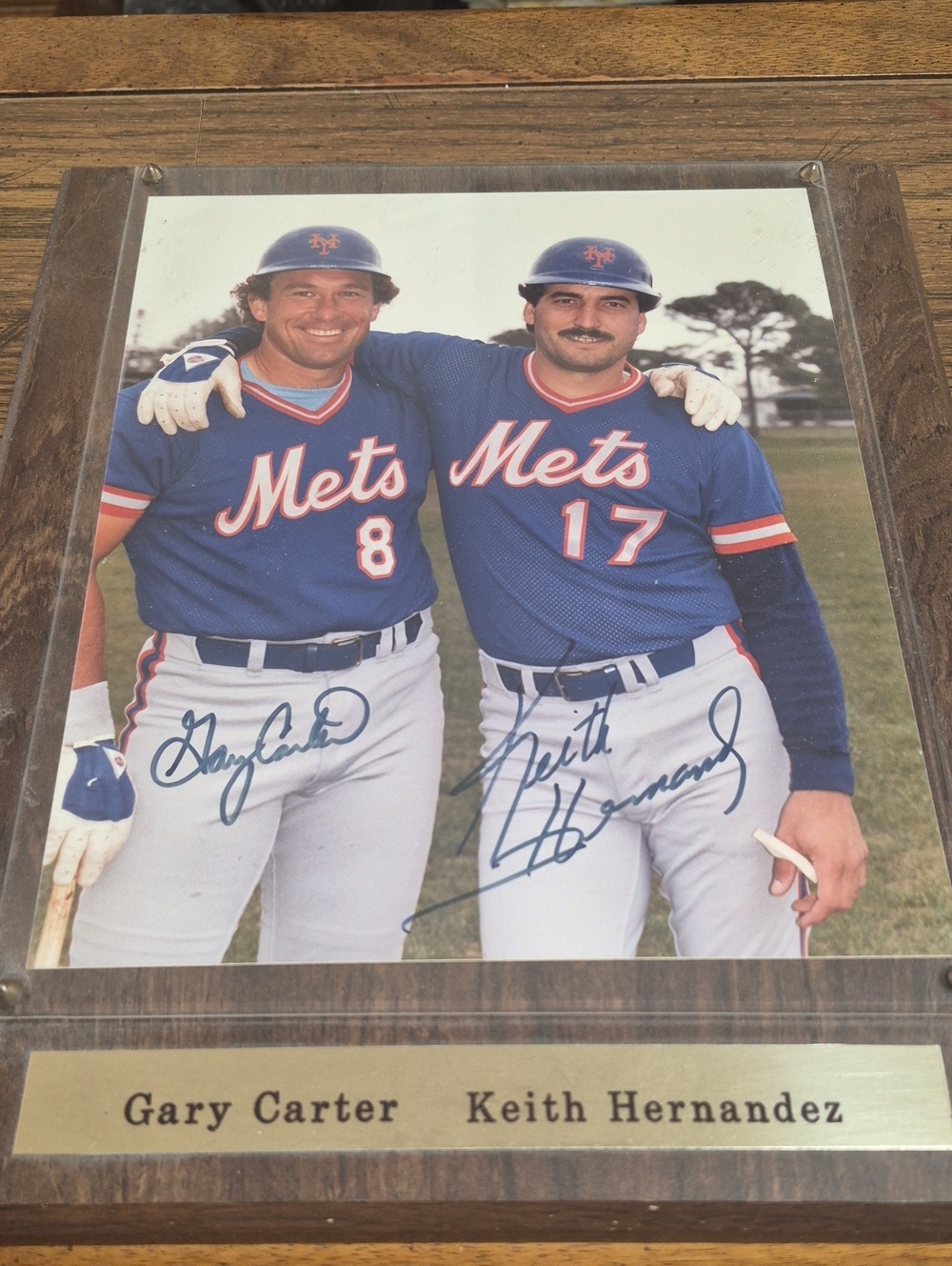 Signed Baseball Player Photo Plaque - Blue